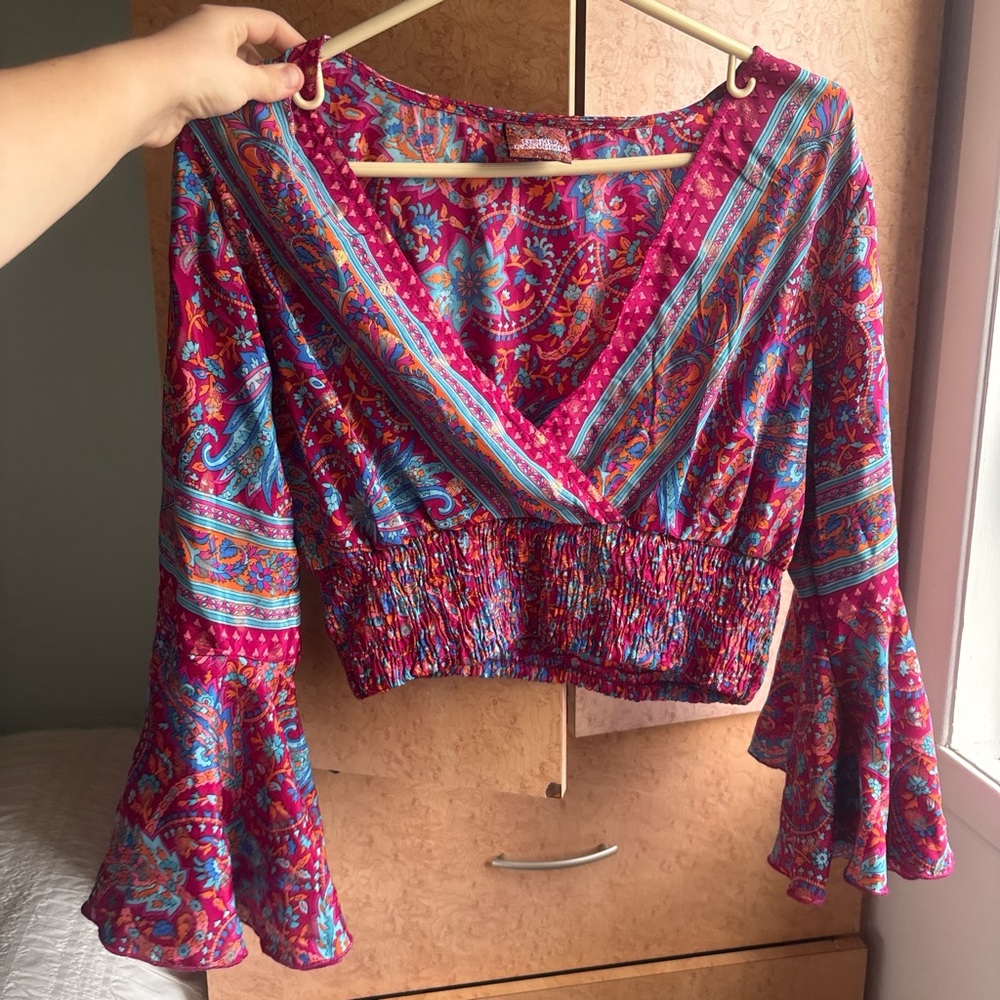 Vibrant Paisley Blouse with Flared Sleeves